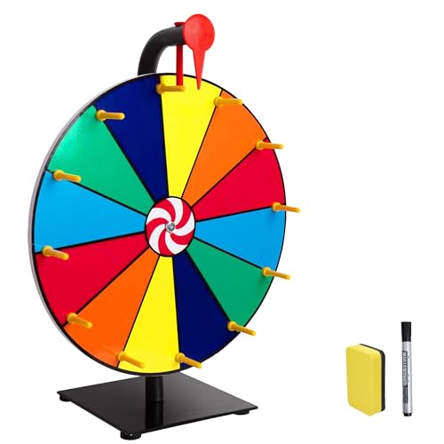 jxgzyy Spinning Prize Wheel 12 Inch Tabletop Roulette Spinner Wheel with Dry Erase Markers and Eraser 12 Color Slots Fortune Spinning Wheel for Trade Show Carnival Party Pub Fortune Game