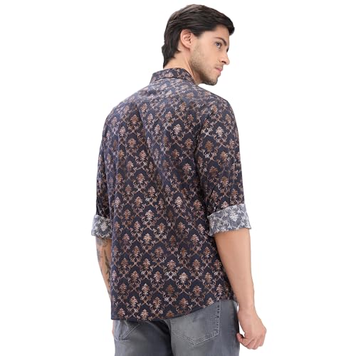 Image of Spykar Men's Slim Fit N /A Full Sleeve Printed Casual Shirts