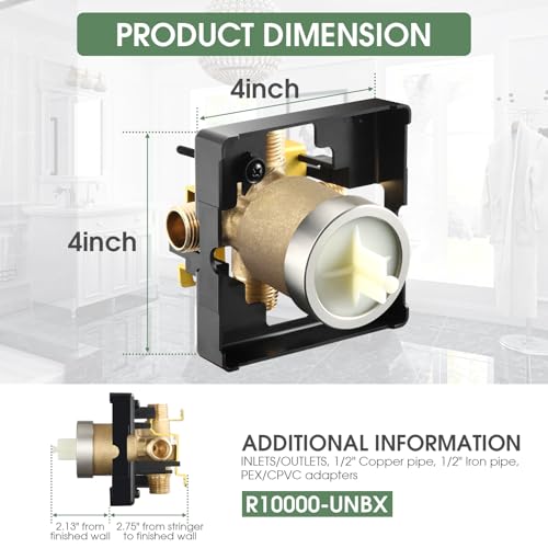 Cuerpo de válvula de ducha de latón macizo con kit de moldura universal multifunción 3