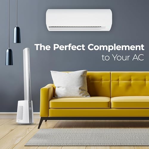 Image of Tesora Aero Stream Tower Bladeless Fan 40 inch With Digital Touch And Remote Control | 120 Oscillation | 12 Speed Settings | 12 Hour Timer (White) (Aero Stream)