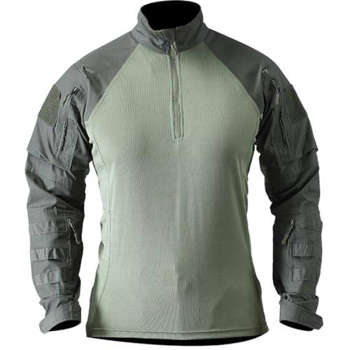 Mens Camo Tactical Shirt Big and Tall Hunting Quarter Zip Pullover Breathable Comfy Long Sleeve T-Shirts with Pockets 1/4 Zip Pullover Mens Loose Fit Military Bdu Shirts Quick Dry Combat Shirt