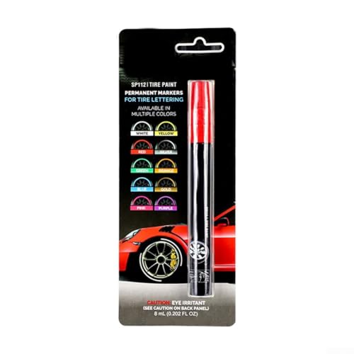 Marcadores de neumáticos personalizables seguros de usar con tintas impermeables permanentes diseñados específicamente para vehículos (rojo)