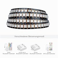 SEZO WS2812B ECO LED Streifen 1M 144 LEDs DC5V Individuell Adressierbar SMD5050 Traumfarbe LED Strip Legierte Drähte IP30 Nicht-Wasserdicht PCB Schwarz für Inneneinrichtung DIY Projekte(WS2812E) – Ansicht 5