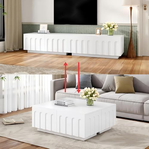 QSOSTNS TV Stand with Arched Design for TVs Up to