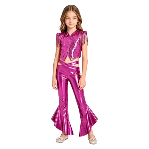 Ensembles tenues danse hip hop brillantes avec pantalons rose