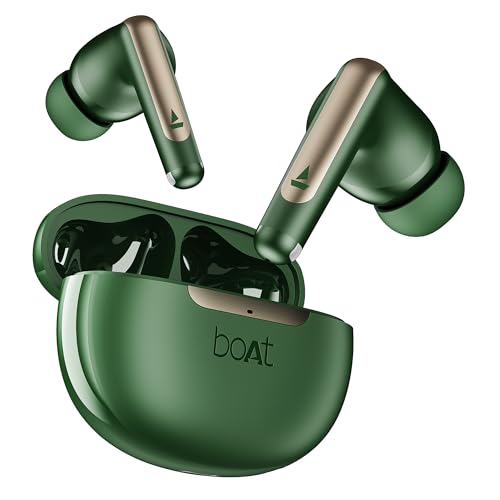 boAt Airdopes 141 Elite ANC (2025), ANC(~35dB), 4Mics ENx Tech, 42H Battery, Fast Charge,Stream Ad Free Music via App Support, IPX5, Bluetooth Earbuds, TWS Ear Buds Wireless Earphones with mic (Green)