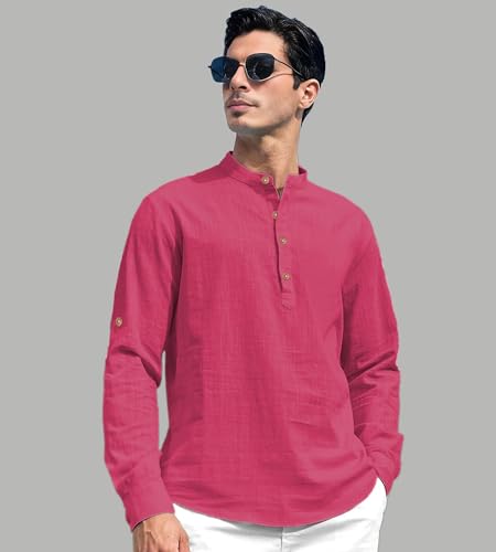 Image of Slim Fit Short Kurta for Men and Boys.(KRT BTN06, Navy Blue)