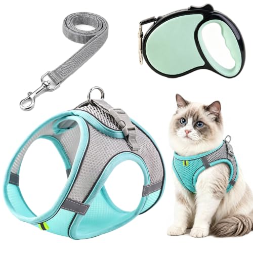 TenaLucy Verde Arnes para Gatos Antiescape con Correa 5m, Correa Gato
