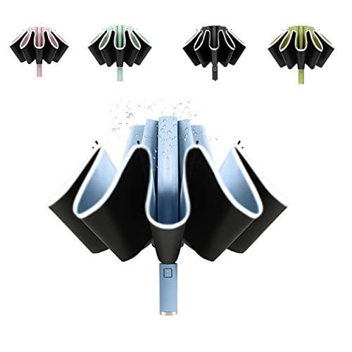 Image of BAODINI Inverted UV Umbrella for Rain and Sun Medium Size UPF 50+ Rverse Compact Umbrella Auto Open Close
