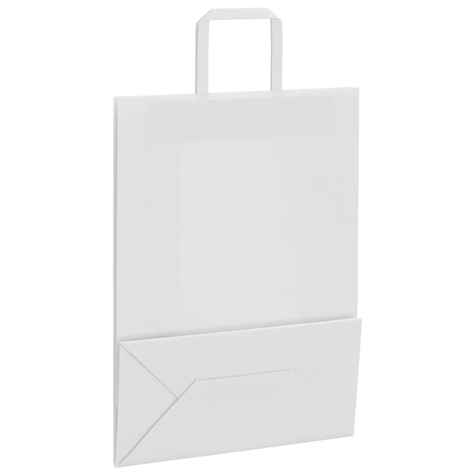 Fecpoo Papierowe torebki 250 szt. – białe torebki papierowe o gramaturze 80 g/m², 26 x 12 x 35 cm, ze stabilnymi uchwytami linowymi papierowymi, przyjazne dla środowiska, do pakowania prezentów