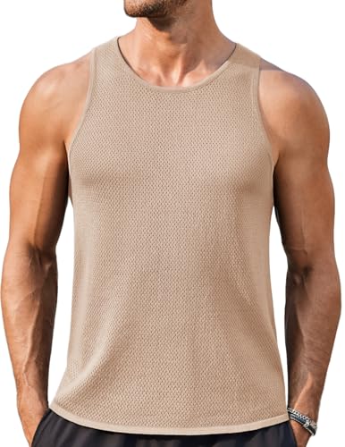 COOFANDY Mens Tank Tops Summer Beach Sleeveless Muscle Shirts Casual Knit Tanks Workout Gym Tee4