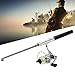 Fishing Rod and Reel Combos, Pocket Fishing Pole with Reel Wheel Retractable Aluminum Alloy for Sea Rock Stream River Boat Raft Ice Fishing (Black)