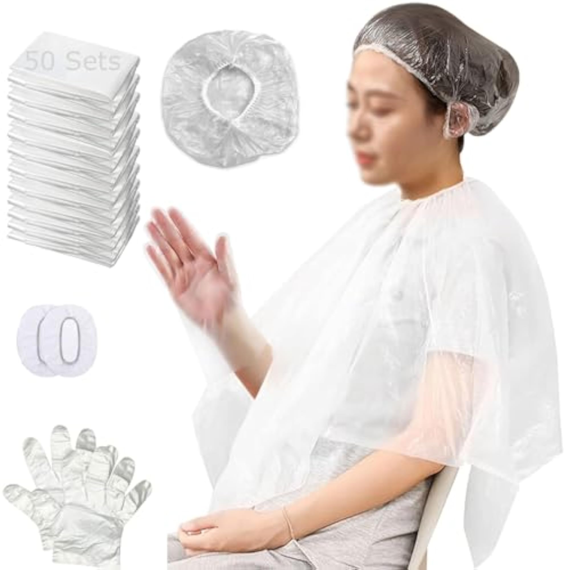 50 Pack Disposable Hair Dye Cape, Waterproof Salon Cape