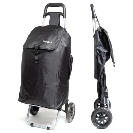 Hoppa 47L lichtgewicht winkelwagentje, slijtvast en opvouwbaar voor eenvoudig opbergen met 3 jaar garantie (Zwart)
