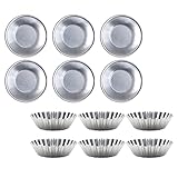 INOOMP 12pcs Mini Egg Tart Baking Molds Metal Tart and Pudding Skin Pans for Kitchen Dessert Baking, Includes Chrysanthemum round Shapes, Suitable for Tiny Tartlets and Pies