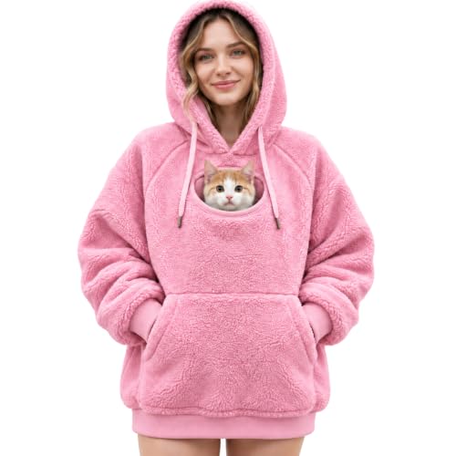 Cat Pouch Hoodies Women Hooded Oversized Fleece Plush Cute Hoodies - image 7