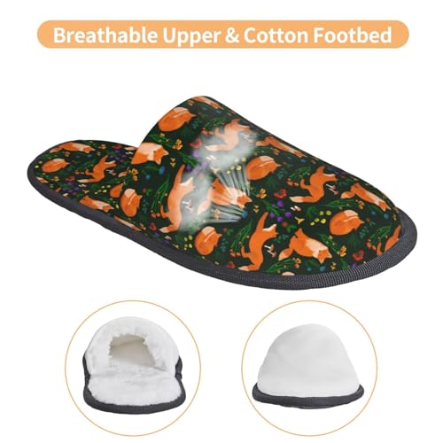 Cute Little Foxes Print House Slippers For Women And Men,Soft Slippers With Memory Foam,Non-Slip Indoor Home Shoes3
