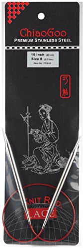 ChiaoGoo 16-Inch Red Lace Stainless Steel Circular Knitting Needl...
