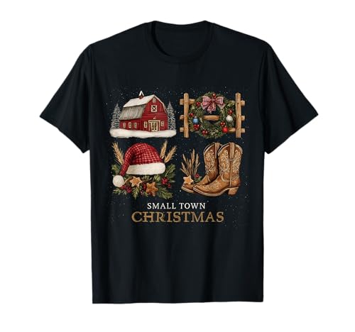 Botas Vaqueras de Navidad para Ciudad pequeña Camiseta