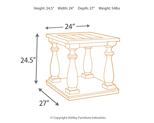 Signature Design By Ashley Mallacar Traditional Square End Table With Floor Shelf, Black #TOP2
