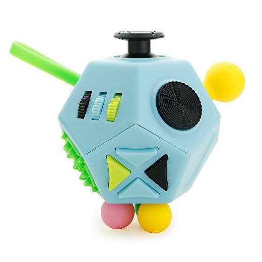 Maner Fidget Cube 2 Jouet amélioré 12 côtés Hand Dodécaèdre Jouets Chaque Jour Carry Fidgets Dispositifs Aider à soulager Le Stress et l'anxiété (Bleu Clair)