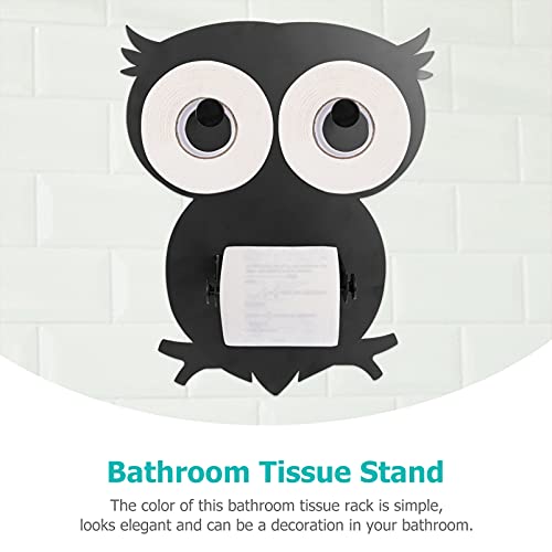 Doitool Iron Toilet Tissue Holder Owl Shaped Toilet Paper Holder Stand Wall Mounted Bathroom Paper Dispenser For Home Office Black #TOP3