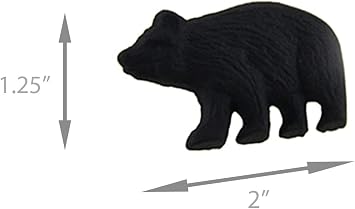 Marco Rustic Black Bear Drawer Pulls (Set of 4 Knobs) | Painted Metal, 2 In. W X 1.5 In. H X 1 In. D, Includes Screws and Washers, For Cabinets and Bureaus