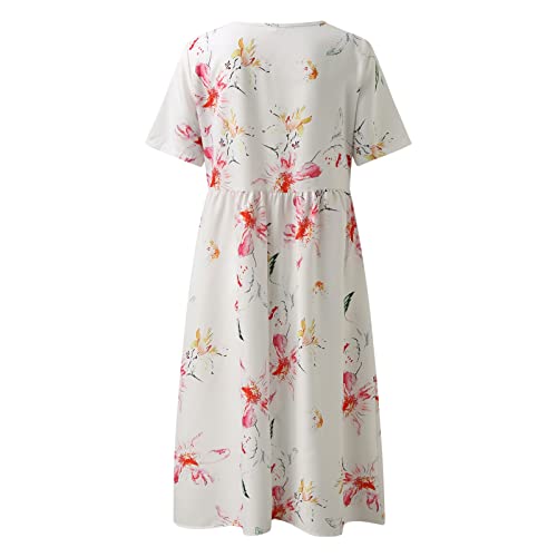 Robe bohème imprimée avec poches latérales coupe fluide et manches courtes - 4