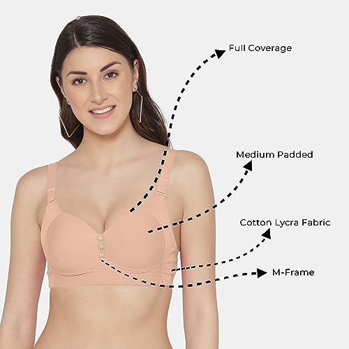 Image of Tweens Lite Wite - Minimiser Medium Padded Cotton Lycra Bra (Plus Size) - Triple Hook - Full Coverage - Wirefree - Seamless T-Shirt Bra