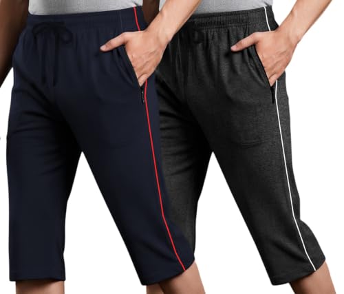 Image of FEEL TRACK Men's Regular Fit Three Fourth Capri (Pack of 2)