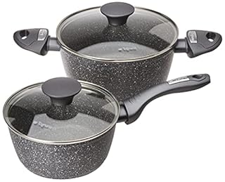 Tognana Mythos, Batteria di pentole e padelle, 9 pezzi con 3 casseruole, 2 padelle, 1 grill, 3 coperchi, Alluminio, Grigio