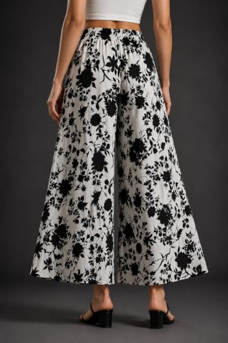 Image of Women Printed Palazzo Pants Combo Pack of 2, Comfortable Elastic Waist Lounge Pants for Women | Relaxed Fit, Loose Fitting Wide Leg Palazzo Pants, Casual Bottom (Available in S to 3XL Size)