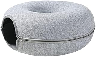 Wuling Cat Tunnel Bed,Detachable Round Felt Cat Tube Play Toy with Peek Hole | Innovative Tunnel Toys for Cat Kitten Pet Play Bed Indoor, 19.7x19.7x7.9 Inch, Light Grey