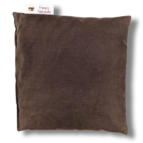 Franzis Nähstube 20x20cm Cojín de espelta marrón de algodón 100%. I Almohada de grano de espelta 20x20 para microondas I Almohadilla térmica, Almohada con núcleo de espelta, Almohada cervical