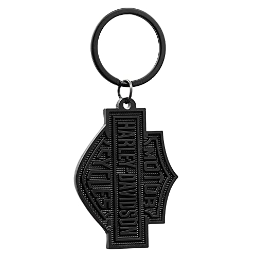 Plasticolor 004536R01 Harley-Davidson Bar and Shield over Knurled Black Background Key Chain
