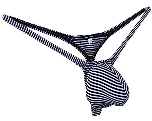 Men's G-Strings Bulge Pouch Thongs Underwear Stripes WSS30