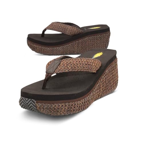 Image of Volatile Island Wedge Sandals for Women Featuring Slip-On Thong Platform Style with EVA Insole and Rubber Outsole