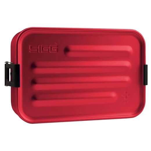 SIGG Metal Box Plus S Red Lunchbox, 0,9 l, moderne broodtrommel met praktisch inzetstuk, vederlichte broodtrommel van aluminium met scheidingswand