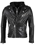 Bull&Berry Harry Schwarz Echtleder Herren Jacke aus Lammleder Größen wählbar Bikerjacke Lederjacke Männer Motorradjacke Übergangsjacke Oberbekleidung (L - Lederjacke Herren)