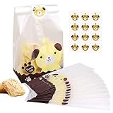 Treat Candy Cookie Party Favor Bags,BBLIKE Candy Cookie Chocolate Bags 100PCS Lovely Party Favor Bags with 109Pcs Cute Dog Stickers for Childs Dessert, Christmas Gift DIY Plastic Bag