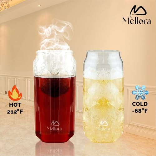 Image of MELLORA Can Shape Glass Tumbler with Straw - Pack of 2 | 540ml Each Transparent Sipper for Mocktails & Cocktails | Ideal for Summer Travel, Outings & Daily Use | Combo Pack for Couples & Unisex