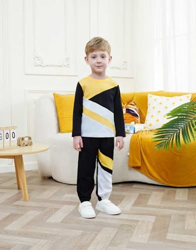 Image of Boy Clothes Plant Camouflage Pants LA Letter Print Top Sweatsuit Fall Boys Outfits Set