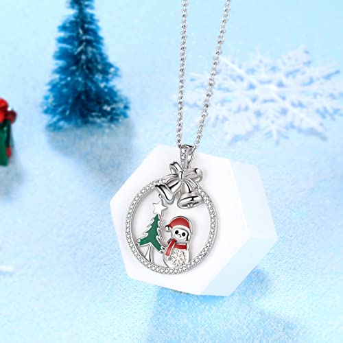 Plata de ley 925: collar de cadena ajustable con aretes de árbol de Navidad 4