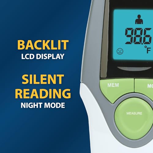 Image of Veridian Healthcare Infrared Thermometer | Forehead Measurements | 1-Second Readout | Hygienic Non-Contact | Whole Family Care | 3-Year Warranty
