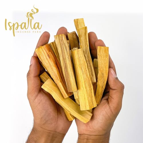 ISPALLA® Original PALO Santo Räucherholz 5 Stück - Nachhaltig & Handgefertigt in Peru, Duftholz für energetische Reinigung, Schutz und Harmonie / 100% natürlich und vegan