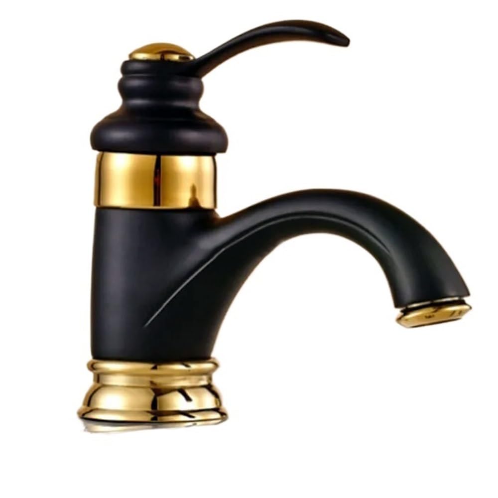 Mitigeur de lavabo noir et or en laiton pour robinetterie de salle de bain