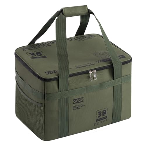 BeVistoso Camping Storage Box, Waterproof Large Camping Bag Portable Camp Kitchen Organizer, for Outdoor, 30L, Green