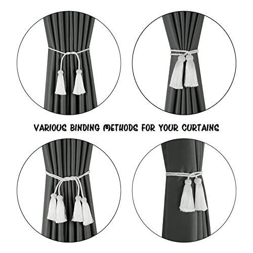 Bel Avenir 2 Pack Curtain Handmade Tiebacks Decorative Curtain Holdbacks With Tassel (White, 2 Pack) #TOP3