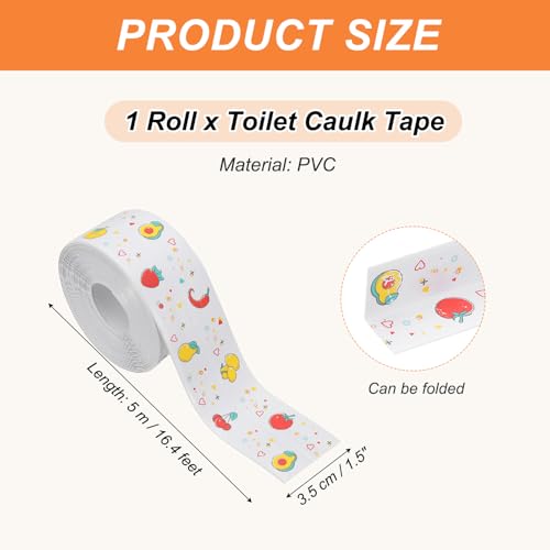 Image of PATIKIL Caulk Tape Waterproof Self Adhesive, PVC Toilet Caulking Sealant Strip Bathtub Caulk Sealing Strip Tape for Bathroom Kitchen Countertop, Fruit (1.5 Inch x 16.4 Ft)