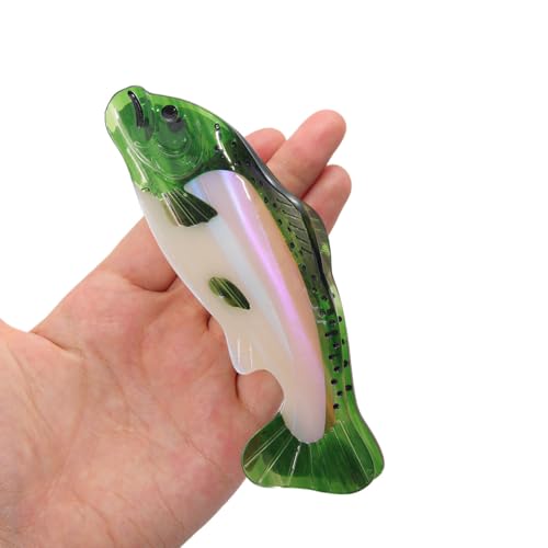 Fish Hair Claw Clip, 5 Inch Pearlescent White, Metal Spring Grip with Shark Tooth Design, Marine-Inspired Hair Accessory for Women Girls Gift